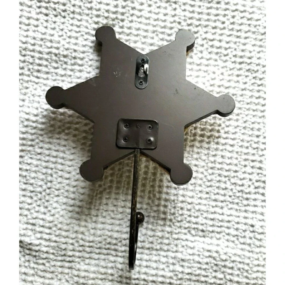 Western Cowgirl Sheriff Star Wall Hook Rope Trim Metal Cast Iron Rustic Decor